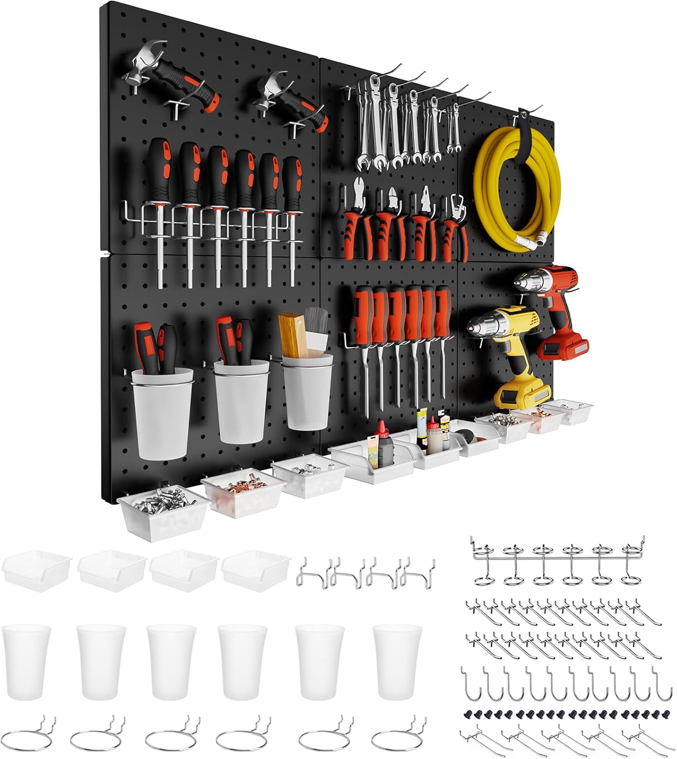 FZK Peg Board Wall Organizer Kit - Heavy Duty 82PCS Metal Set
