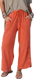 Women's Wide Leg Sweatpants High Waist Drawstring - Baggy Pockets