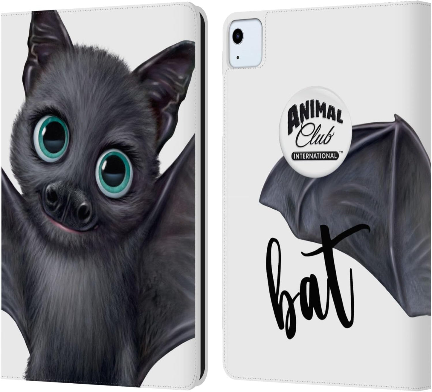 Animal Club International Bat Faces Leather Wallet Case for iPad Air