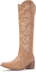 IUV Cowboy Boots For Women Knee High Western Cowgirl Boots Snip Toe