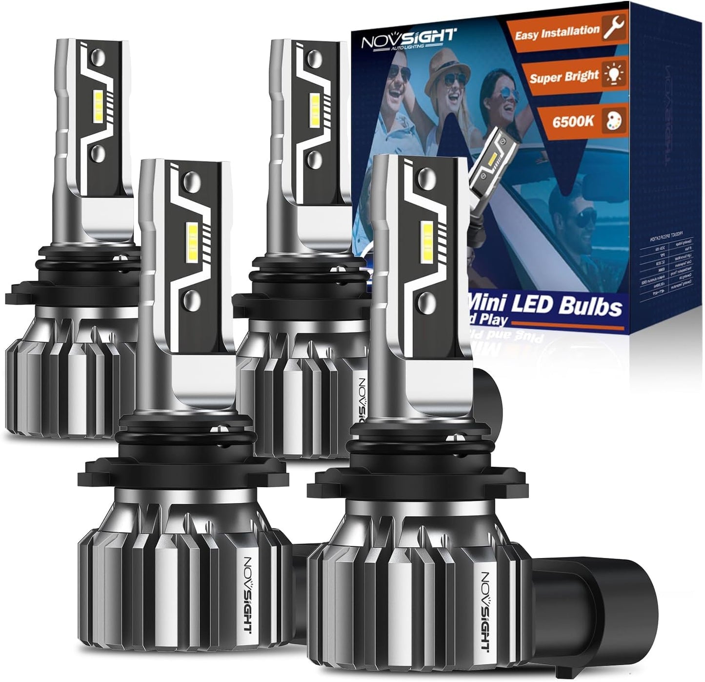 NOVSIGHT 9005 9006 Bulbs Combo for Ultimate Brightness and Safety