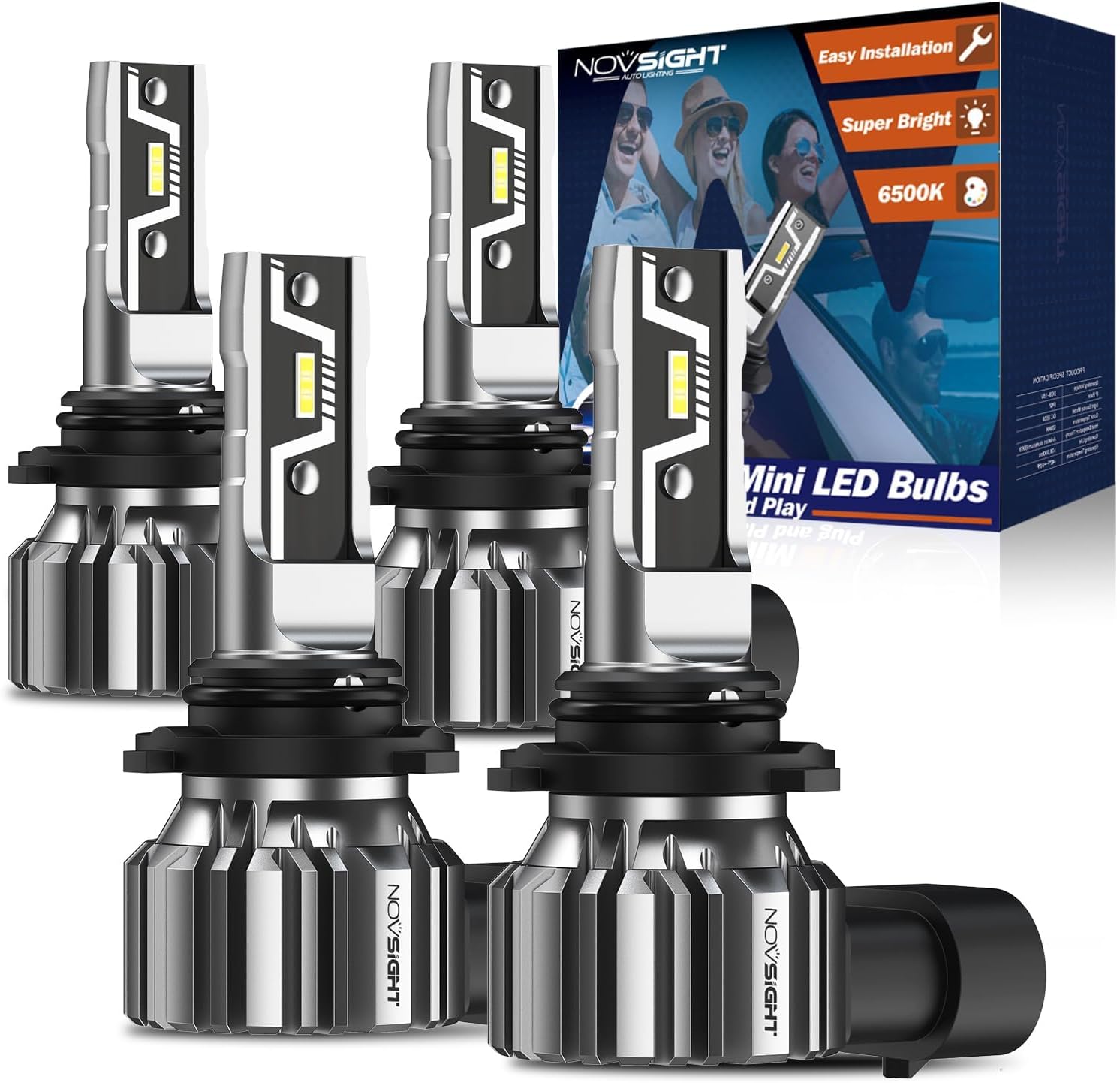 NOVSIGHT 9005 9006 Bulbs Combo for Ultimate Brightness and Safety
