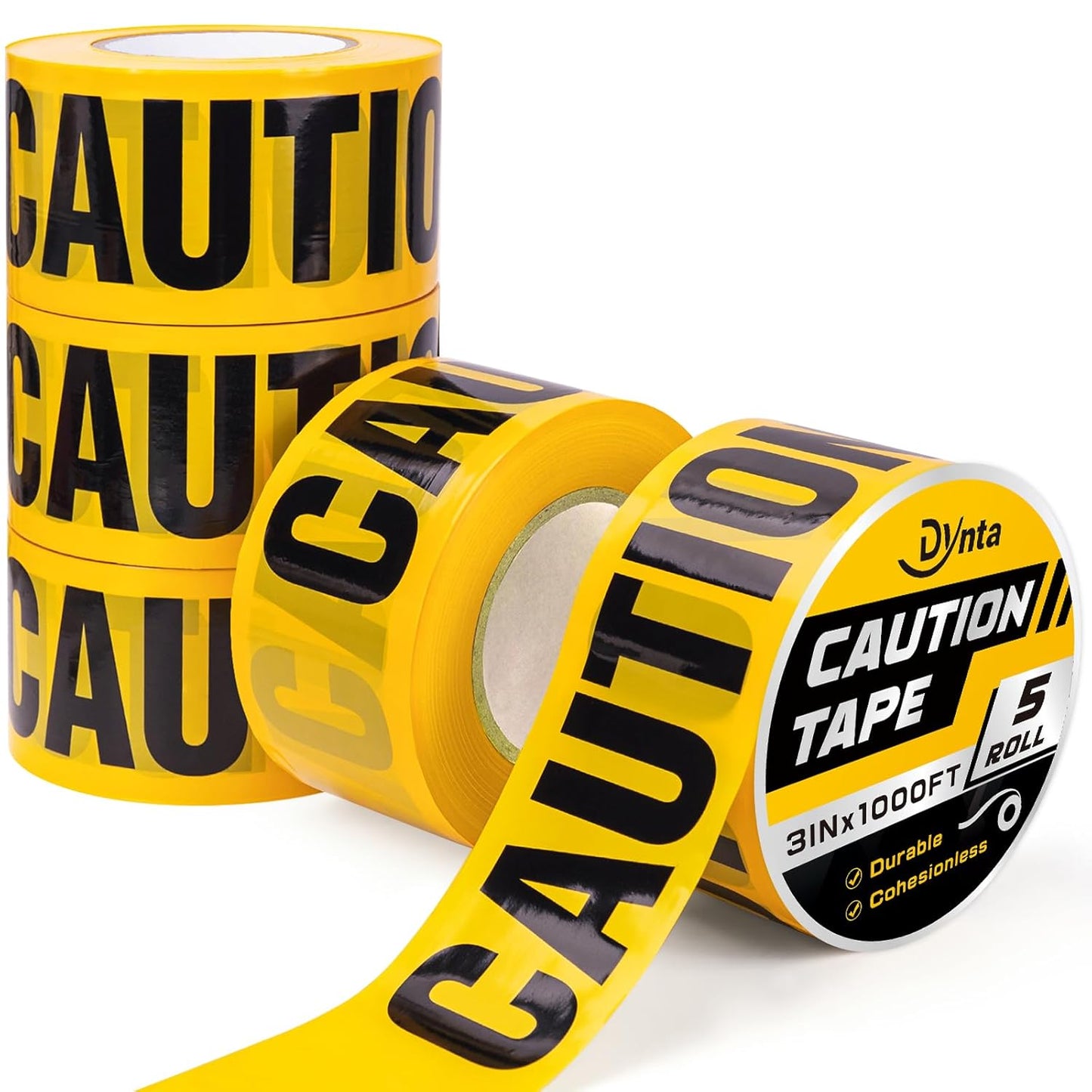 Dynta Caution Tape Yellow 5-Pack for Halloween and Work-Site