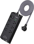 Addtam Power Strip Surge Protector - 6 Outlets, 3 USB Ports, 5Ft Cord