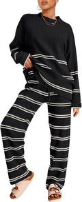 LILLUSORY 2 Piece Striped Knit Sweater Set - Cozy Fall Loungewear