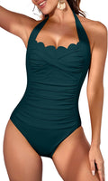 Eomenie Women One Piece Tummy Control Swimsuit Halter - Vintage