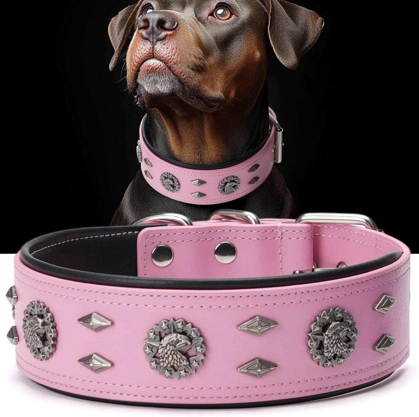 Premium Leather Dog Collar for Large Dogs - Durable & Comfortable