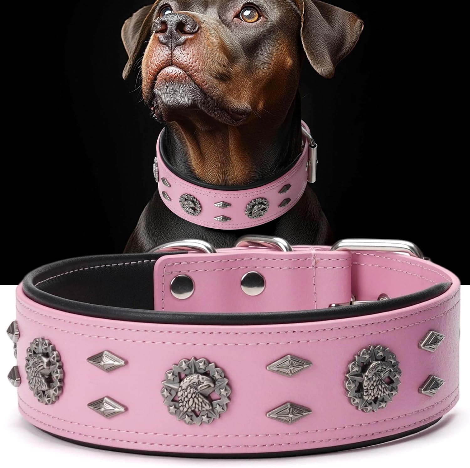 Premium Leather Dog Collar for Large Dogs - Durable & Comfortable