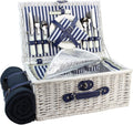Picnic Basket Willow for 4 Persons - Large Wicker Hamper with Cooler
