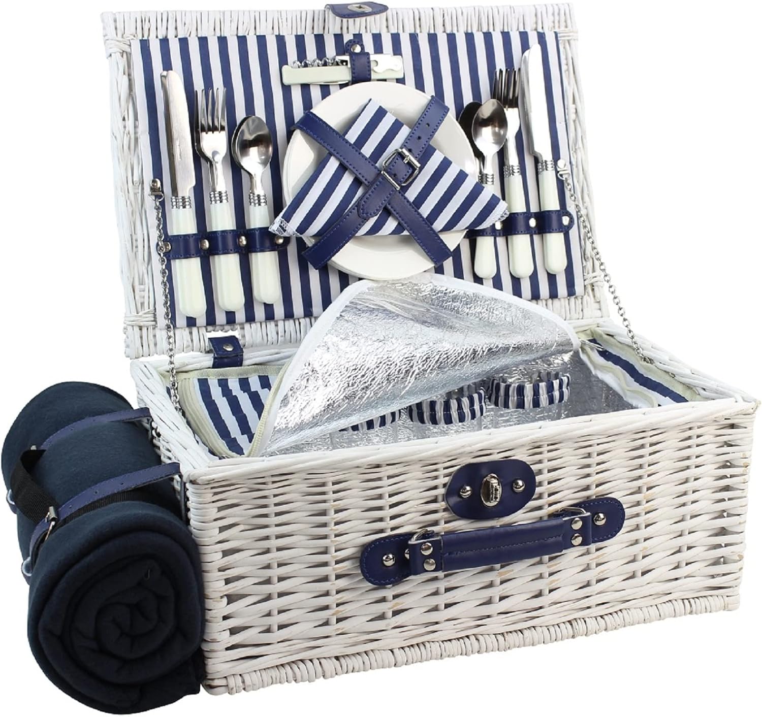 Picnic Basket Willow for 4 Persons with Insulated Cooler