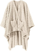 Cozy Sherpa Fleece Wearable Blanket Shawl with Convenient Pockets