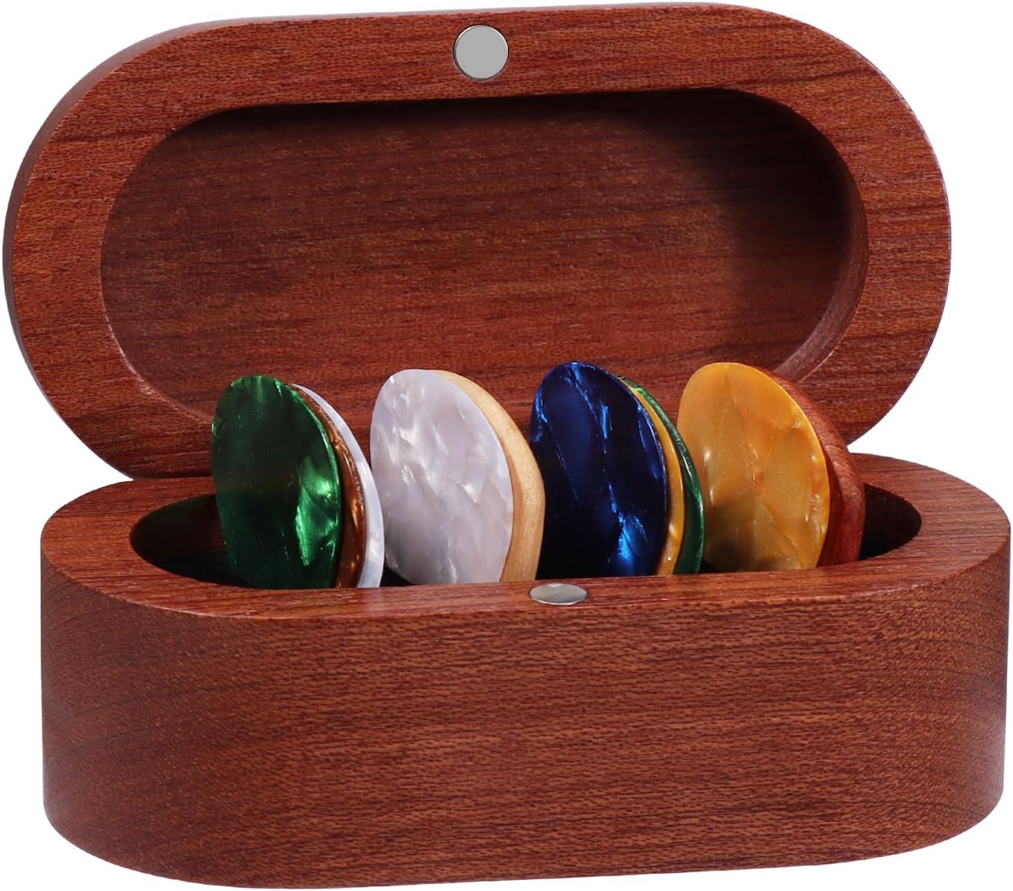 Walnut Guitar Plectrum Holder Set - 10 Plectrums & Mini Jewelry Box
