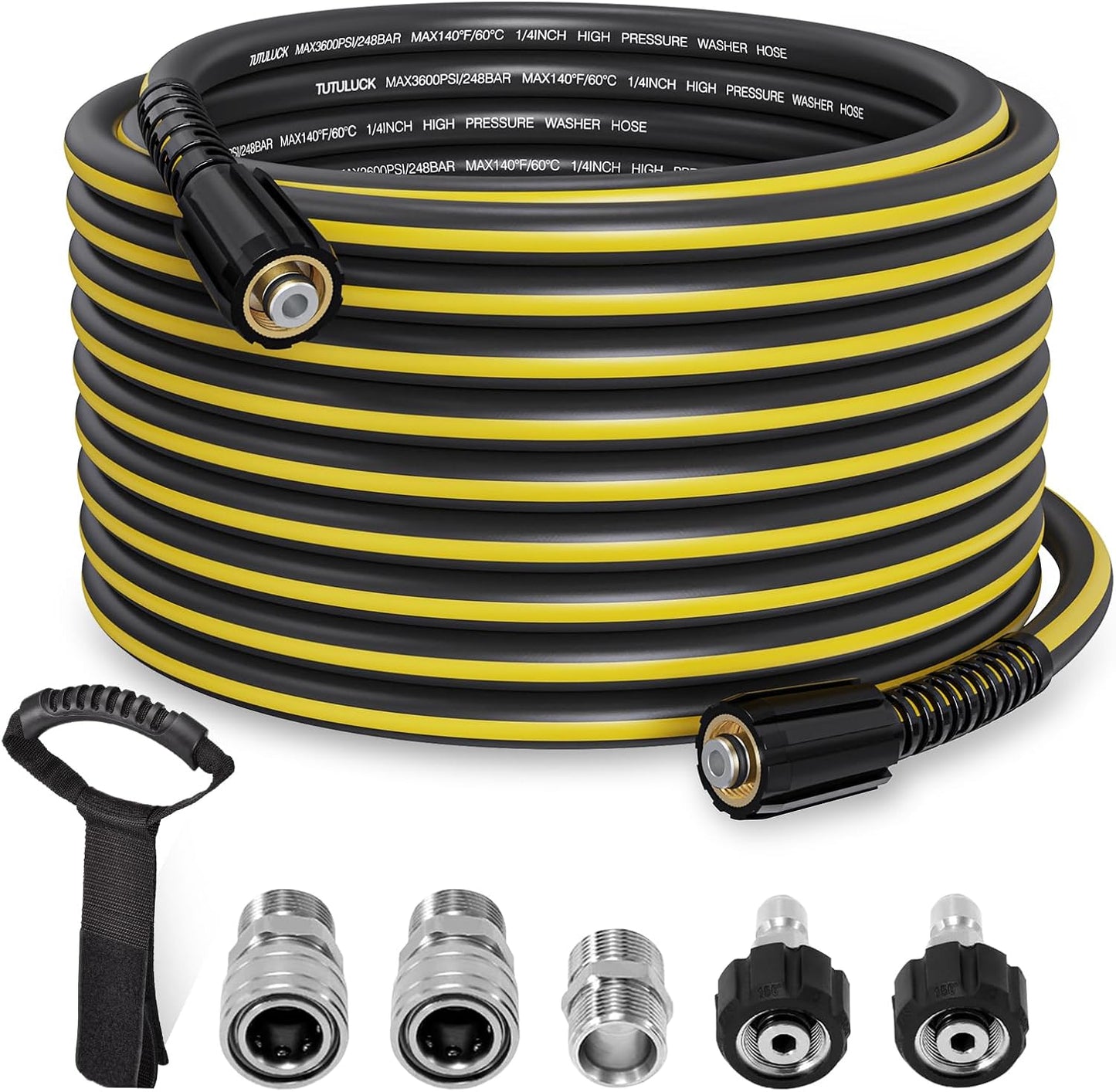 50ft Pressure Washer Hose - Flexible Non-Kink Replacement Hose
