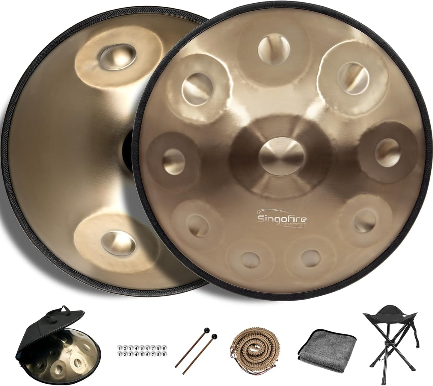 New Upgrad Dual-Faced Scale Handpan Drum for Adults, 22 in