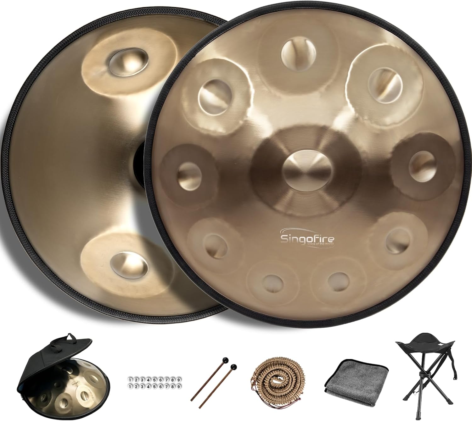 New Upgrad Dual-Faced Scale Handpan Drum for Adults, 22 in