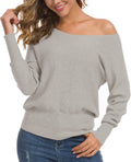 Feiersi Women's Off Shoulder Sweater Pullover - Soft Lightweight Knit