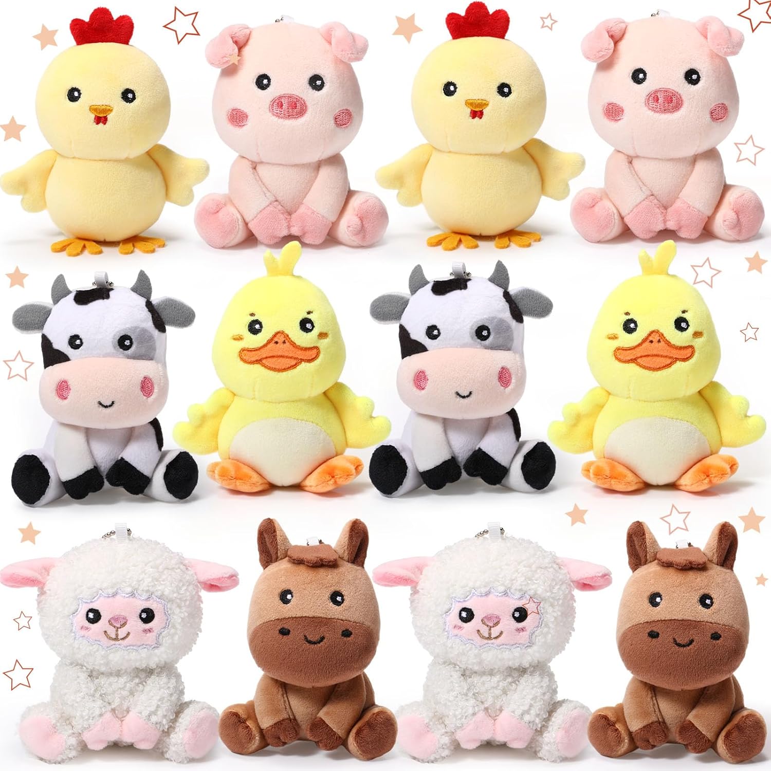 12 Pcs Mini Stuffed Farm Animals Plush Toys for Kids Fun