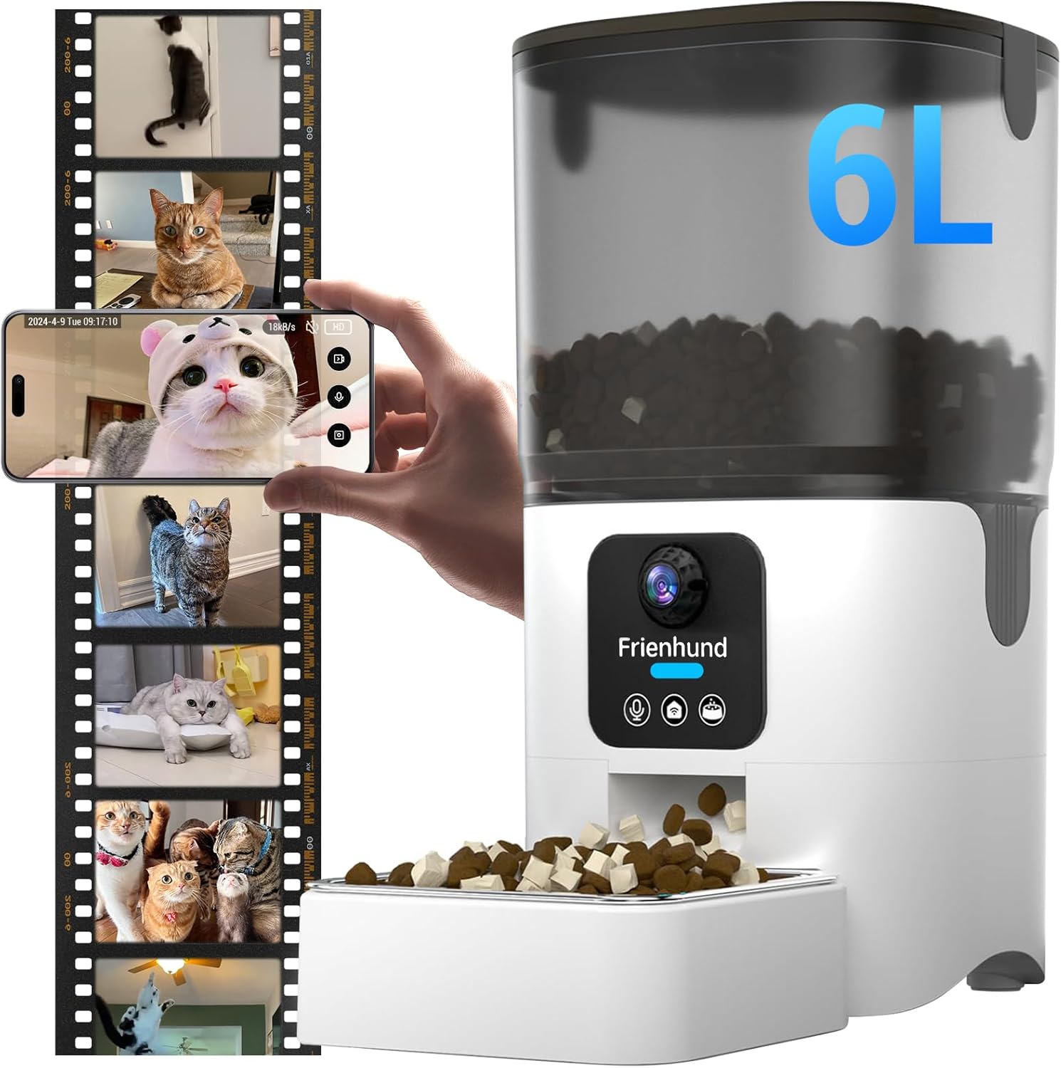 Smart Camera Automatic Cat Feeder with Two-Way Audio and Night Vision
