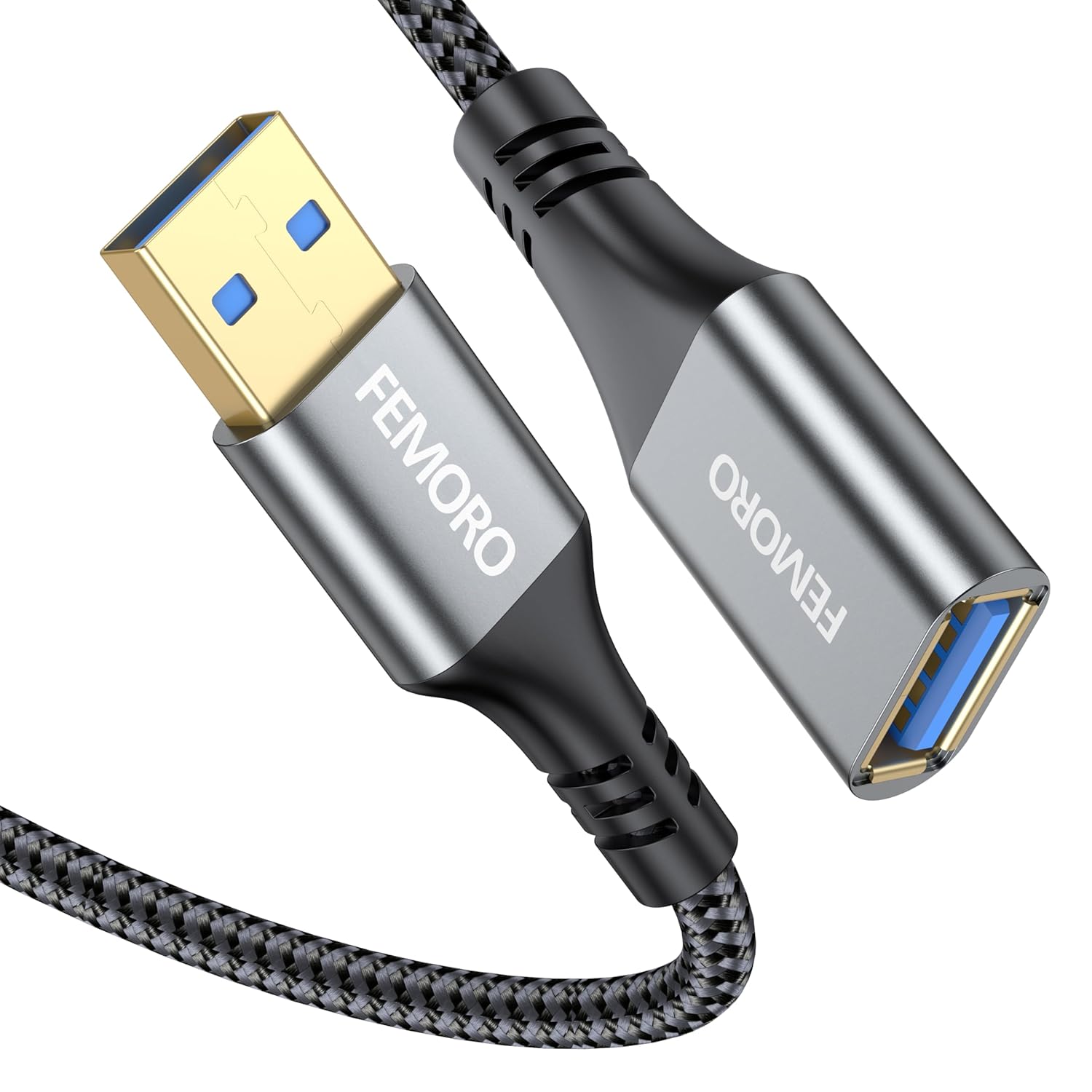 FEMORO USB 3.0 1Ft Short Extension Cord - 5Gbps Data Transfer & 66W Fast Charging