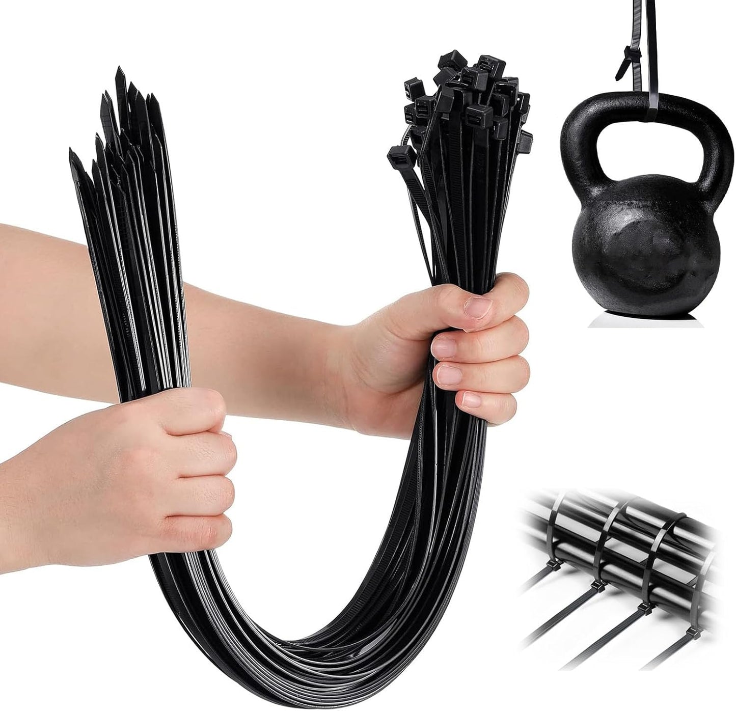 100 Pack Heavy Duty 10 Zip Ties - Strong 150lbs | Multi-Use, UV Resistant