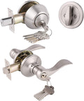Keyed Alike Front Door Lever and Deadbolt Set - Satin Nickel 1Pack