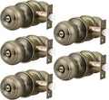 Probrico Privacy Door Knobs Lock Interior Round Ball Antique Brass