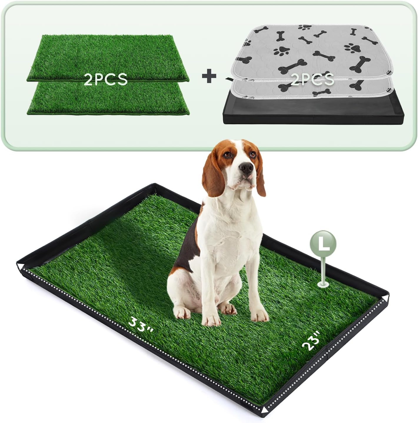Dog Grass Pad with Foldable Litter Box for Potty Training