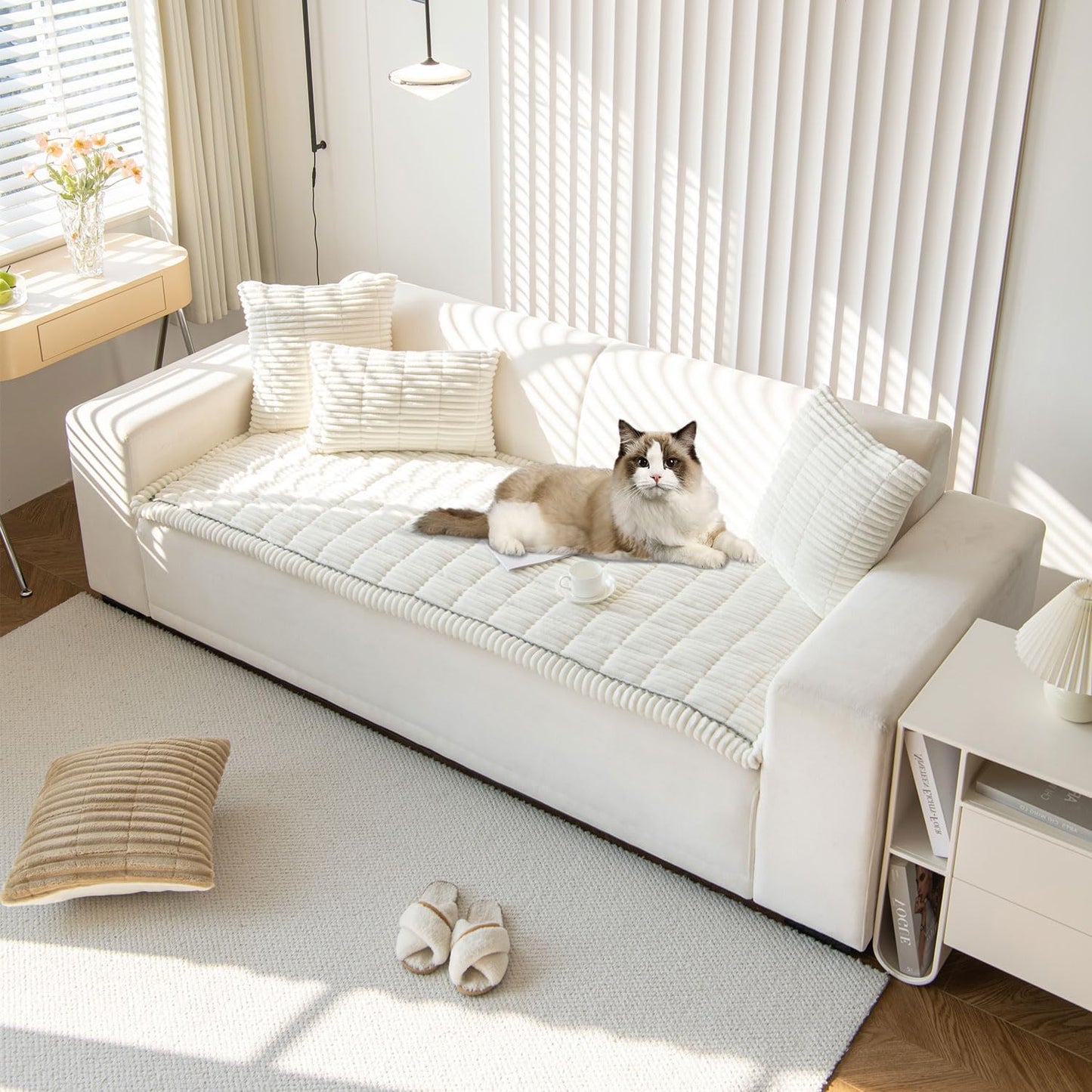 OTOB Couch Cover for Dogs Washable Non Slip Plush Fuzzy Sofa
