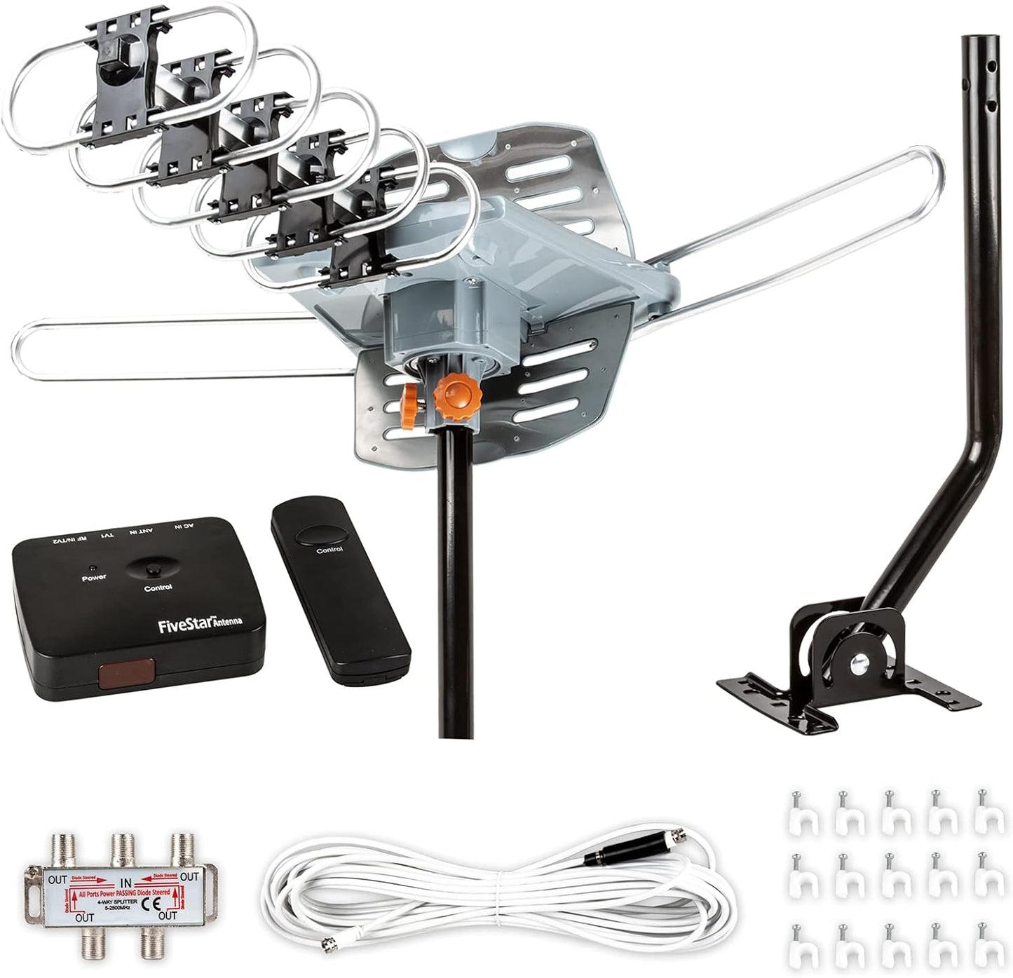 150-Mile Range HDTV Antenna: 360 Rotation, 5 TVs