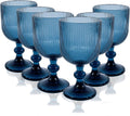 Blue Wine Glass Goblet Set of 6 - Vintage 14 oz Blue Goblets