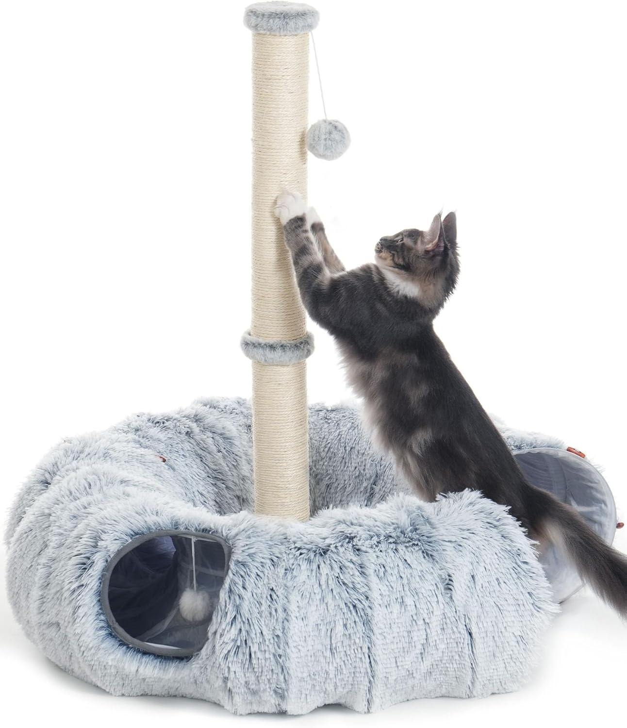 Interactive Cat Tunnel Toys for Indoor Cats with Scratching Post