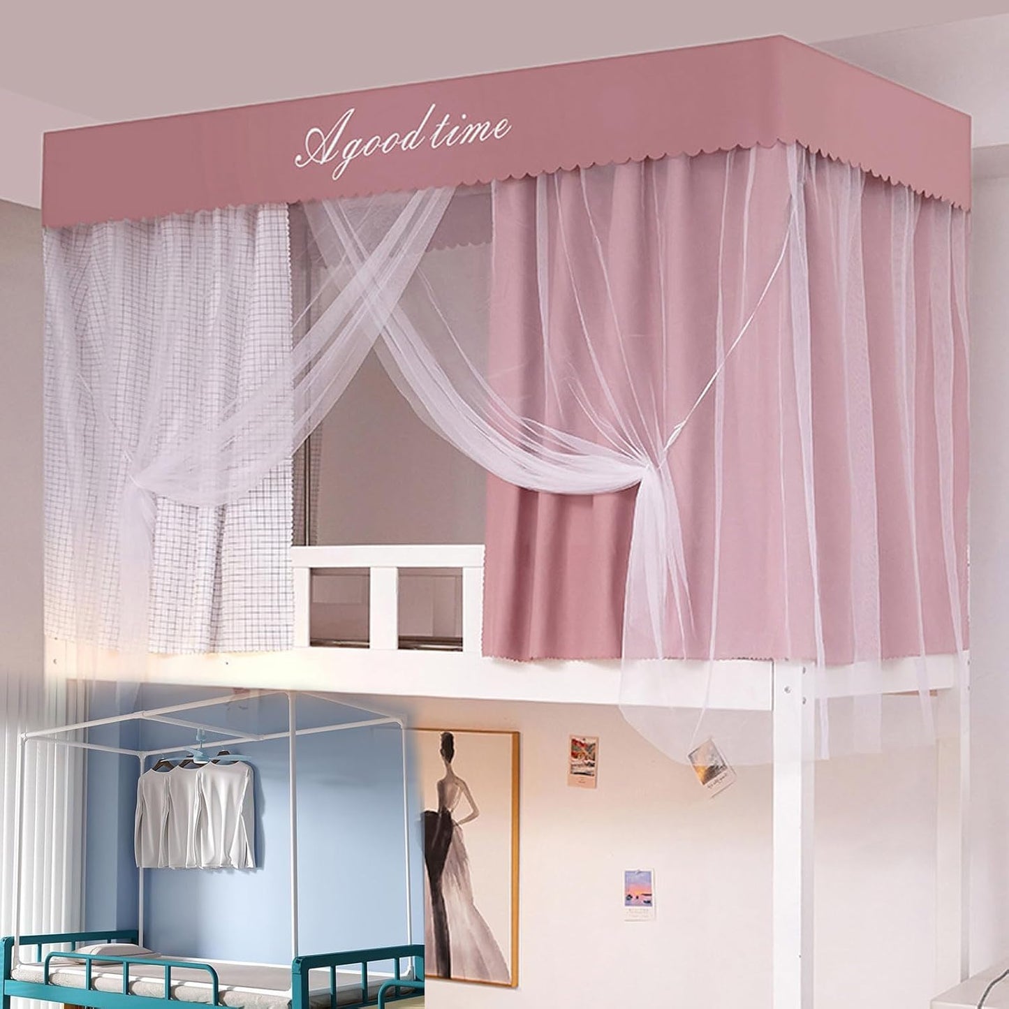 Breathable Loft Bed Curtains for Top Bunk ~ RUIYIJIU