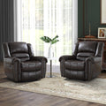 Comfortable Dark Grey Leather Recliner Chair Set of 2 for Living Room