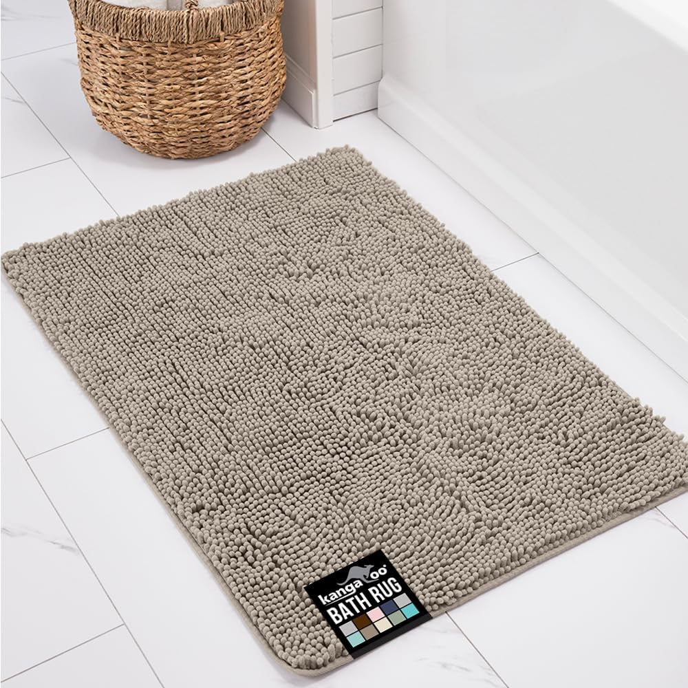 KANGAROO Chenille Soft Absorbent Bath Rug for Home Decor