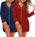 Ekouaer 2 Pack Nightgowns for Women - Comfortable ButtonDown Sleep