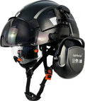 Industrial Safety Helmet with Visor Ear Muffs Hard Hat - Vented