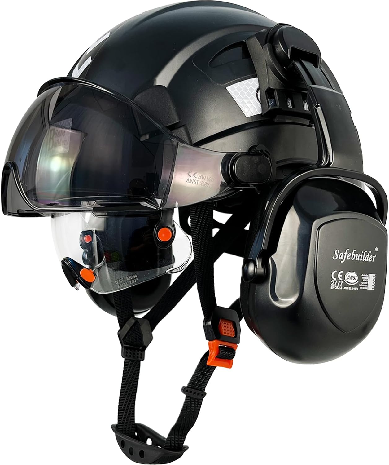 Industrial Safety Helmet with Visor and Ear Muffs for Protection