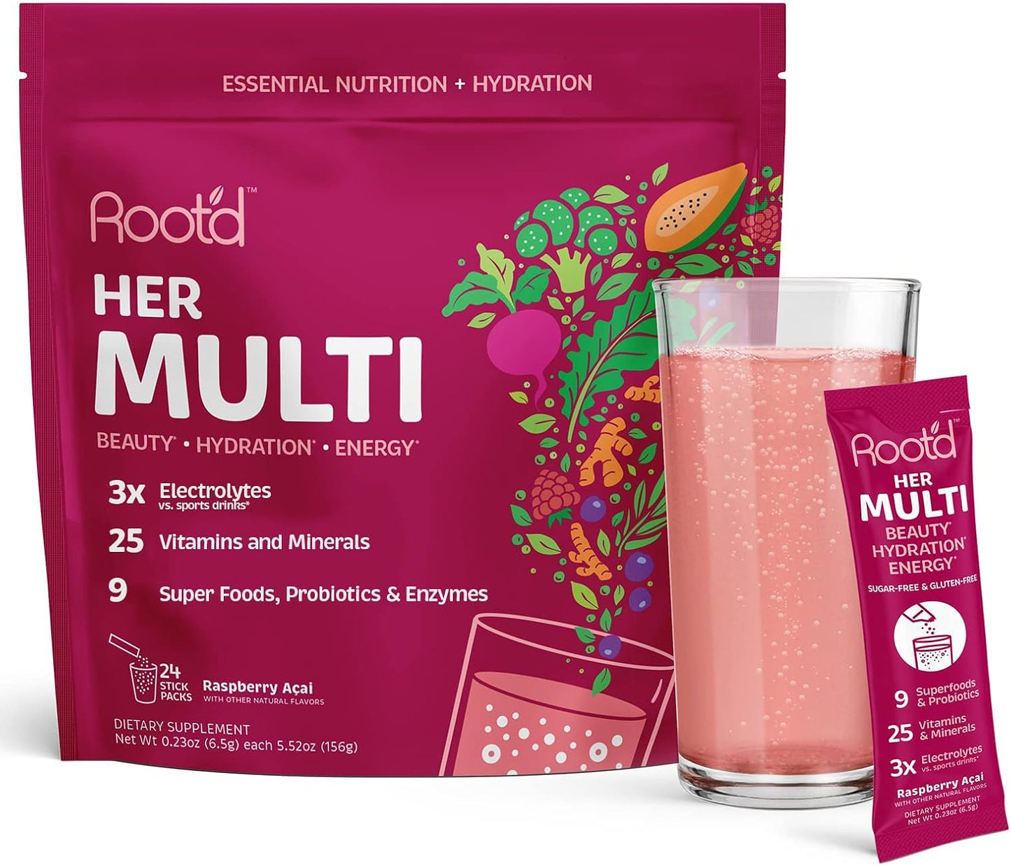 Root'd Multivitamin Powder with 3X Electrolytes for Women