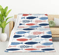 Blue and Red Simple Fish Throw Blanket 40in x 50in - Soft All-Season