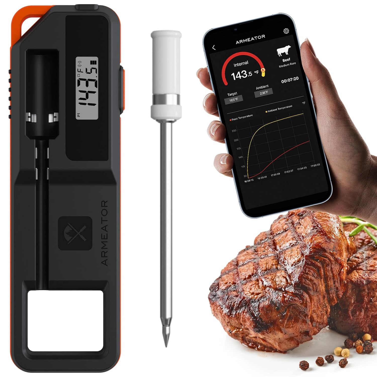 ARMEATOR Wireless Meat Thermometer: Instant Read Precision