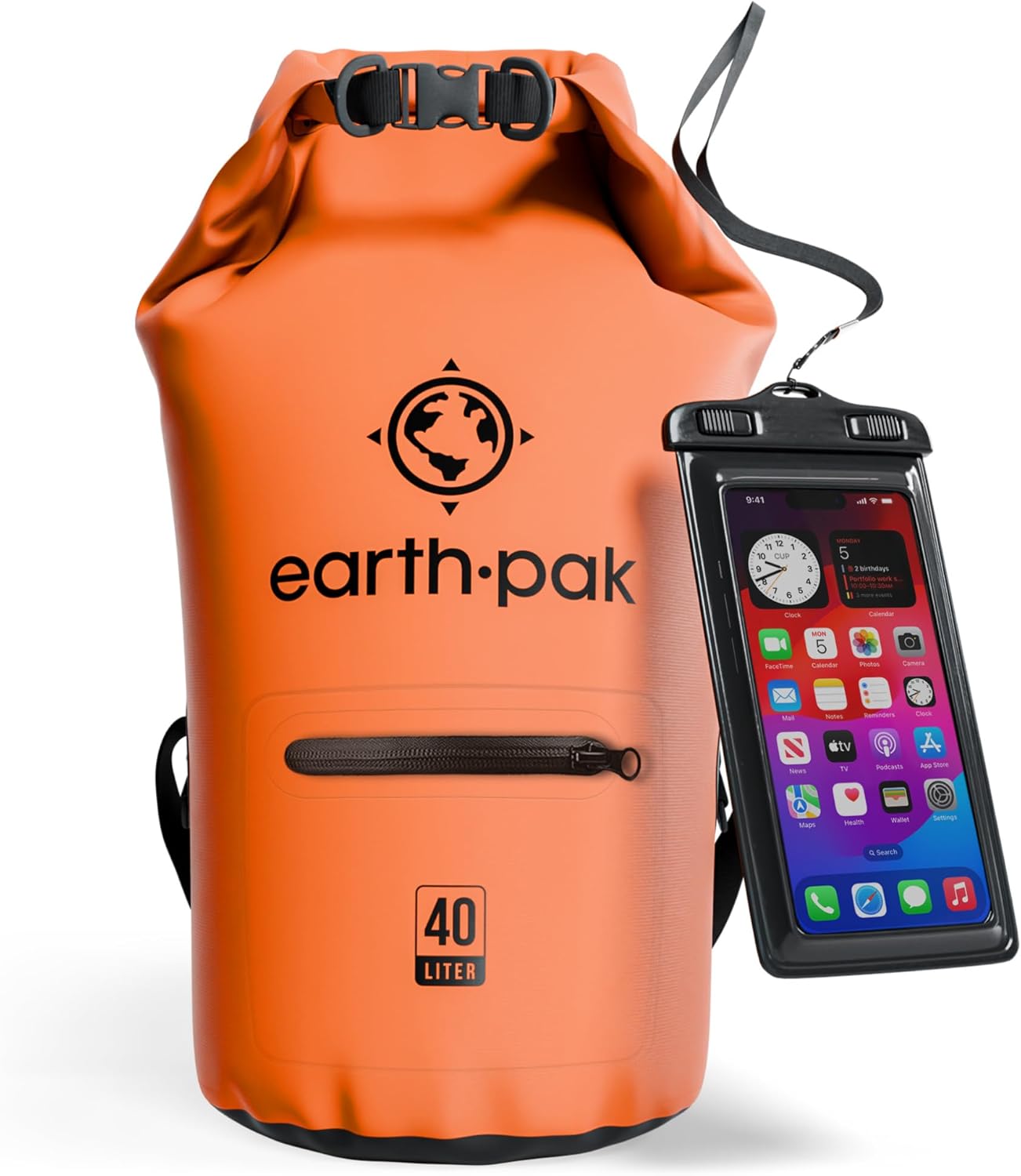 Earth Pak Waterproof Dry Bag with Zippered Pocket for Adventure