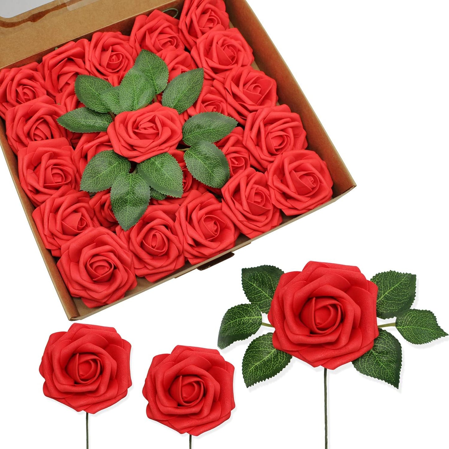 Realistic Red Roses for DIY Wedding Bouquets and Home Decor