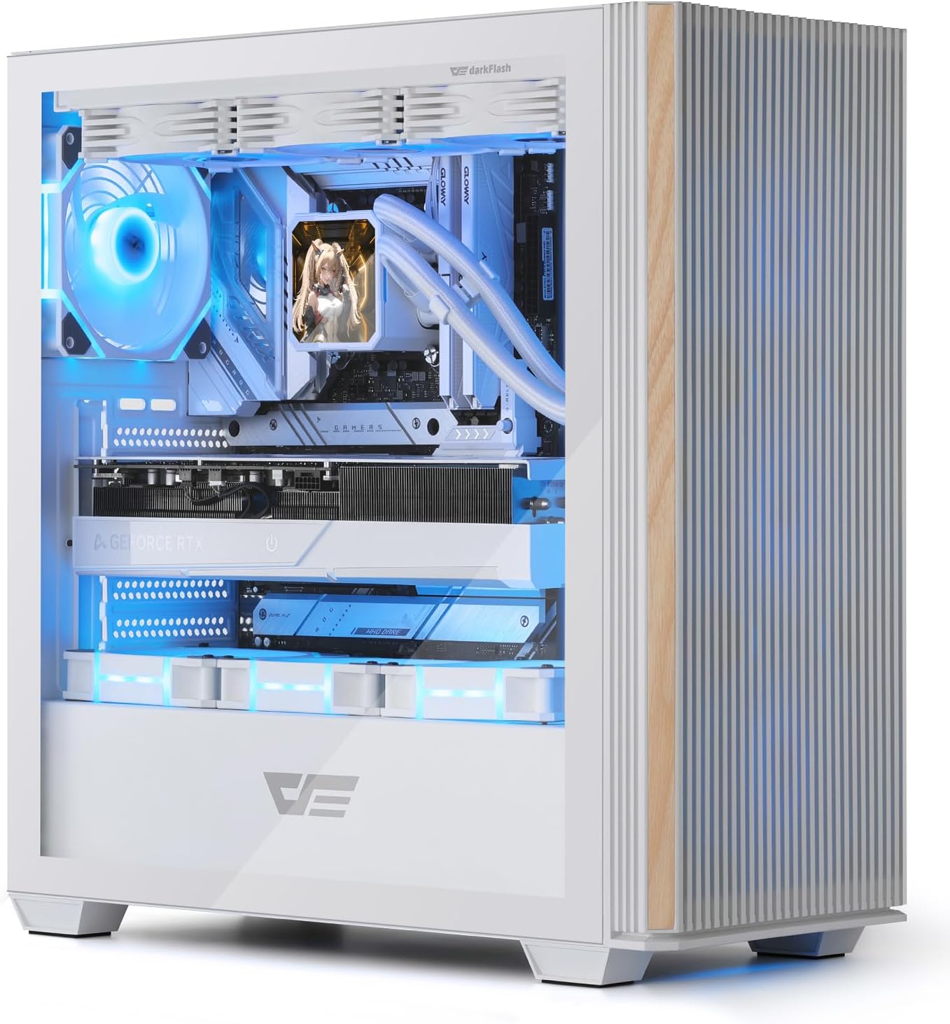 darkFlash DS900WS ATX PC Case with Genuine Walnut Wood Design