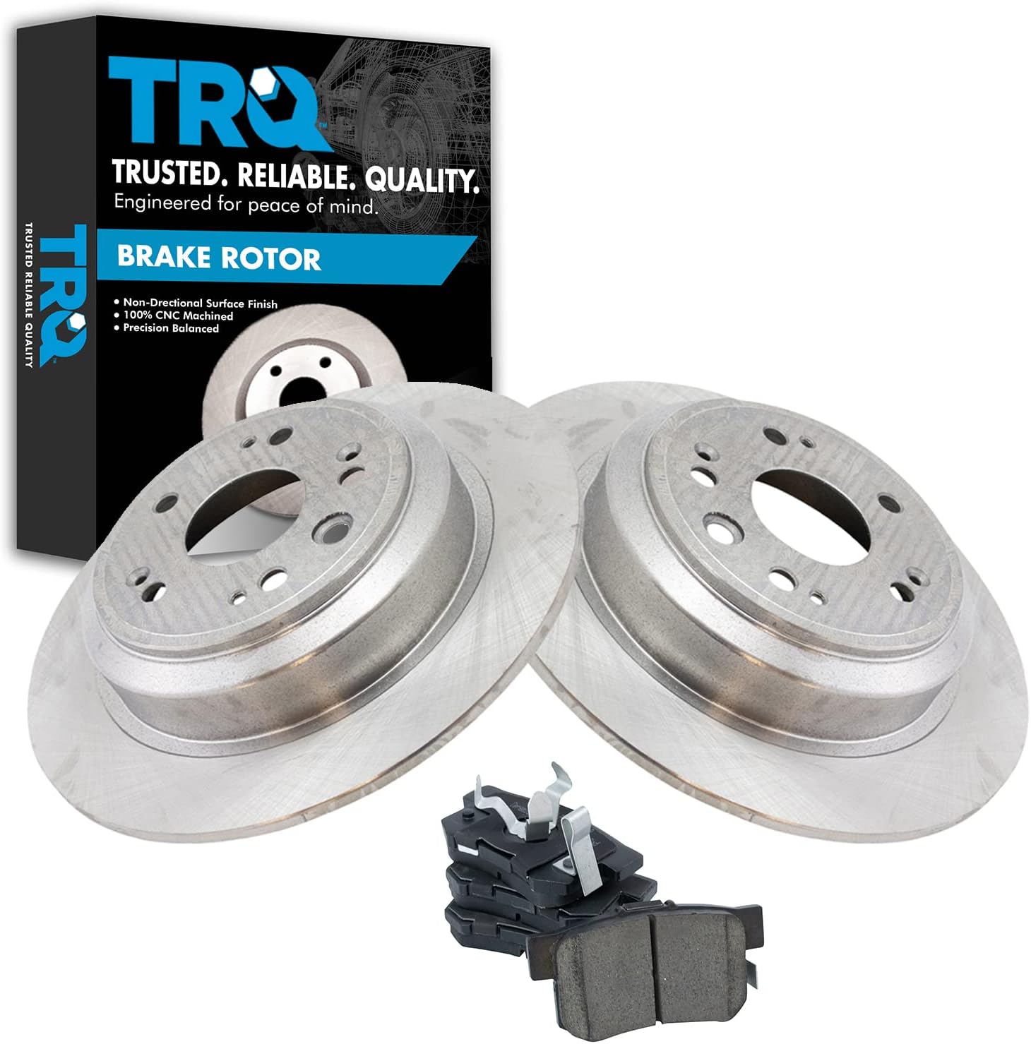 TRQ Rear Brake Pad & Rotor Kit for 2010-2015 Honda Accord