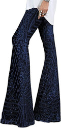 BLENCOT Sequin Pants High Waist Bell Bottoms - Sparkle Flared Trousers