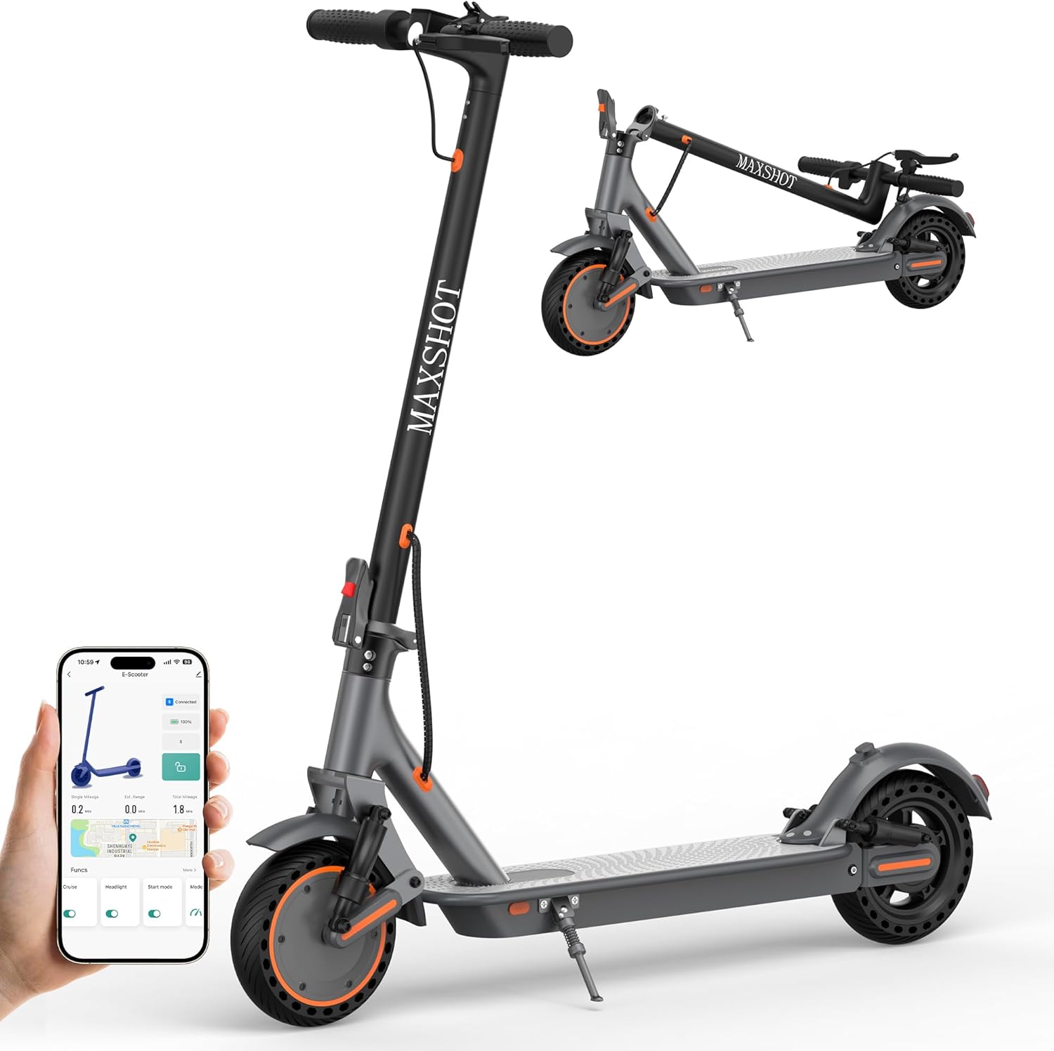 Maxshot Electric Scooter with Dual Suspension and Smart Control