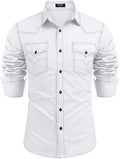 Men's Western Cowboy Shirt Long Sleeve Cotton Button Down - Casual