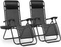 Black Zero Gravity Outdoor Recliners Set of 2 - Folding Patio Chairs