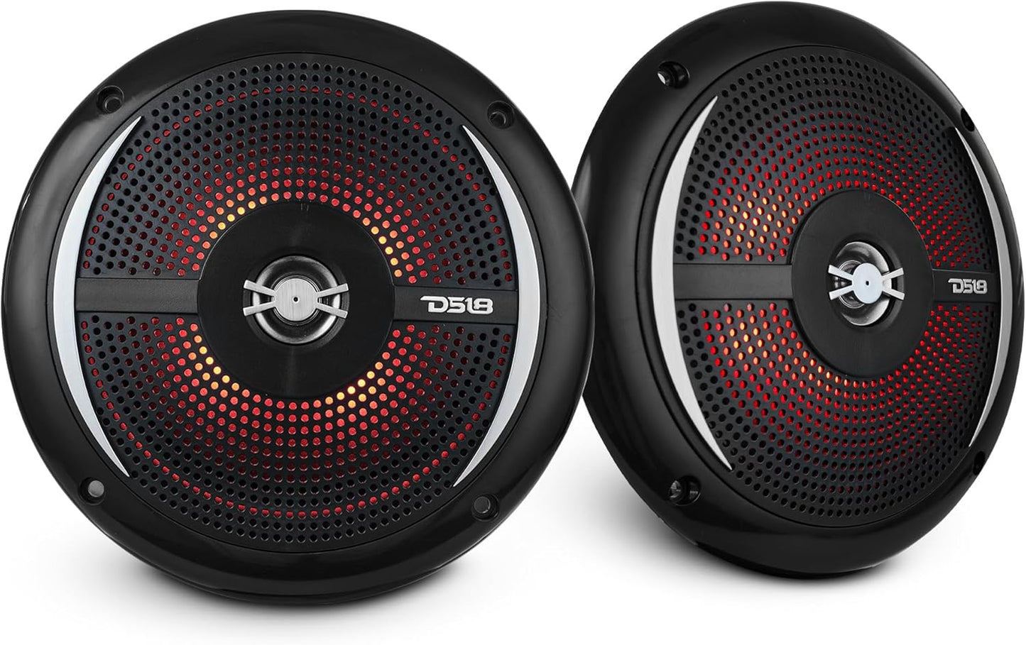 DS18 Marine Slim Speaker Pair: 100W Max Power, RGB LED Lighting