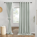 Linen 78 in Curtains for Kitchen Window - Sage Green Light Filtering